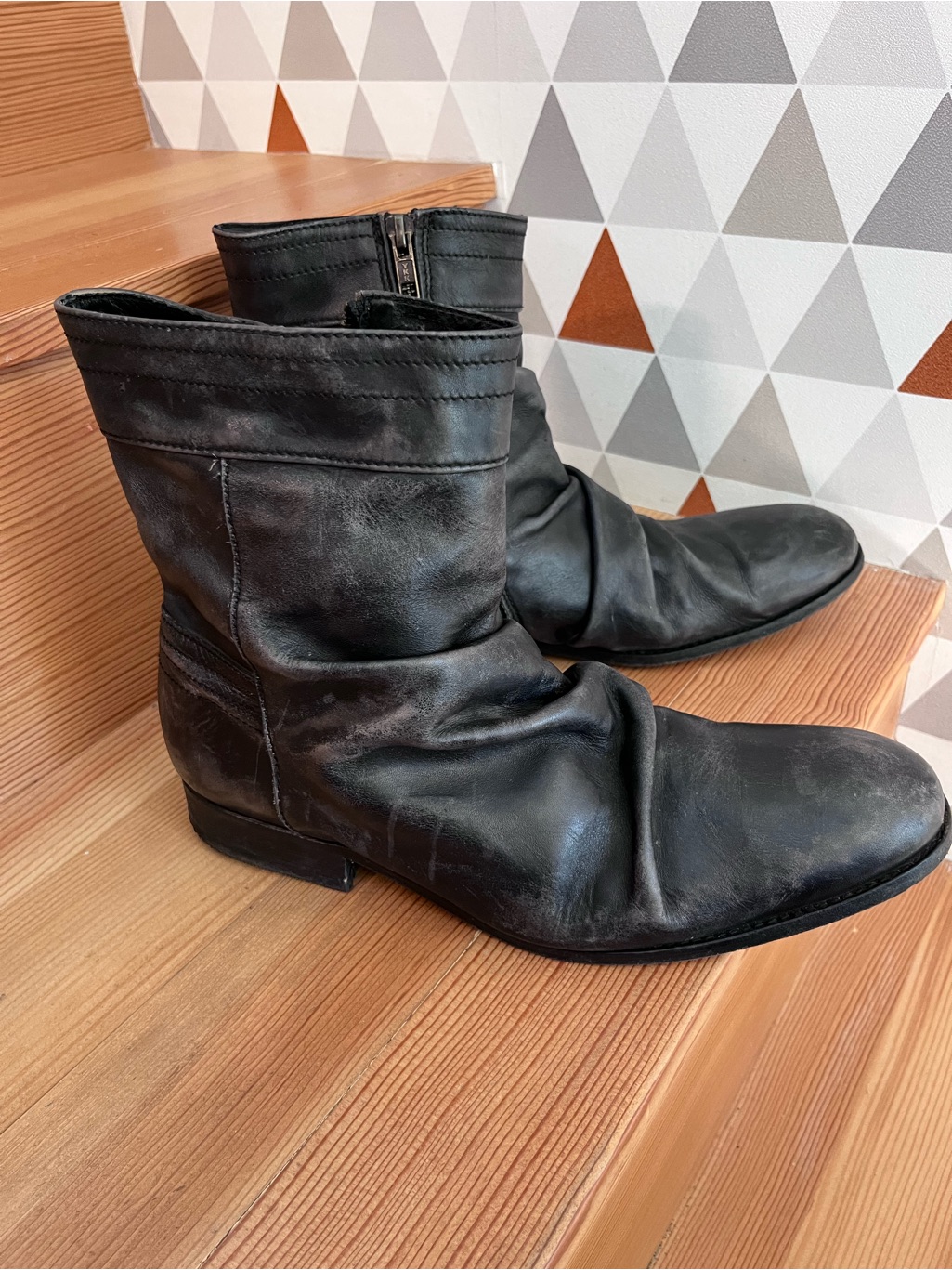 Men's Dark Espresso Leather Zip Ankle Boots. H By Hudson London
